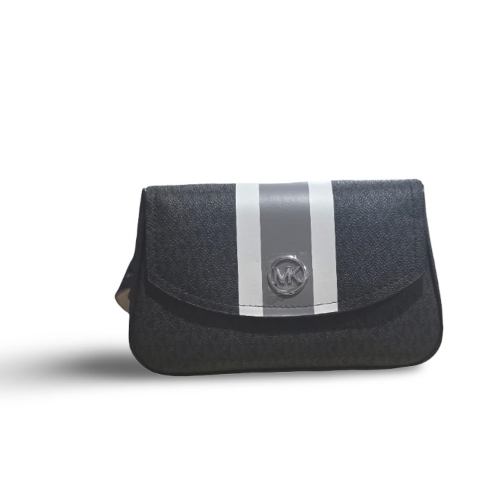 Michael Kors Black and Gray Belted Clutch